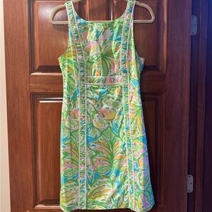 Lilly Pulitzer Tropical Print Mini Dress - Green and Pink